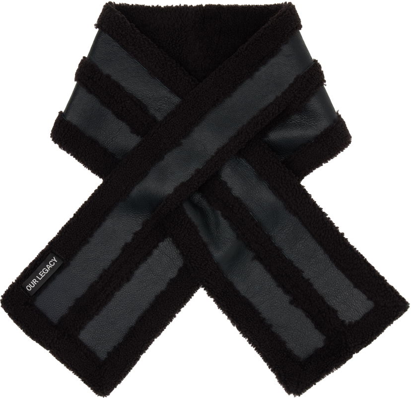 Huivi OUR LEGACY Our Legacy Blizzard Faux Leather and Shearling Scarf Musta | A4258BDA
