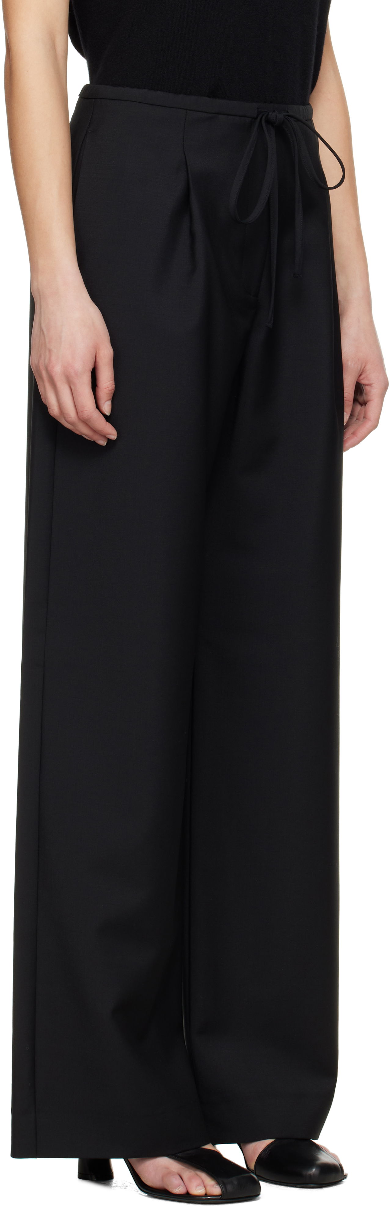 Housut Róhe Róhe Relaxed Drawstring Trousers Musta | 415-30-007, 1