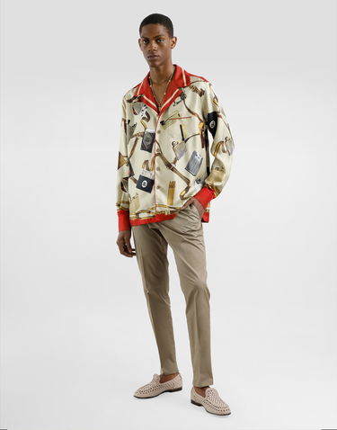 Paita Dolce & Gabbana Dolce & Gabbana Men's Silk Shirt with Lighter and Belt Print Monivärinen | G5IF1THI1VNHH5HX, 1