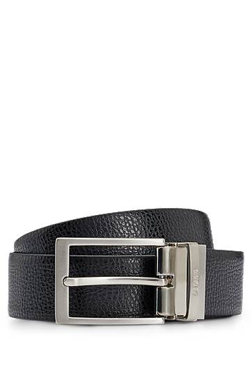 Vyöt BOSS Reversible belt in grained Italian leather with logo keeper Musta | 50447116, 0