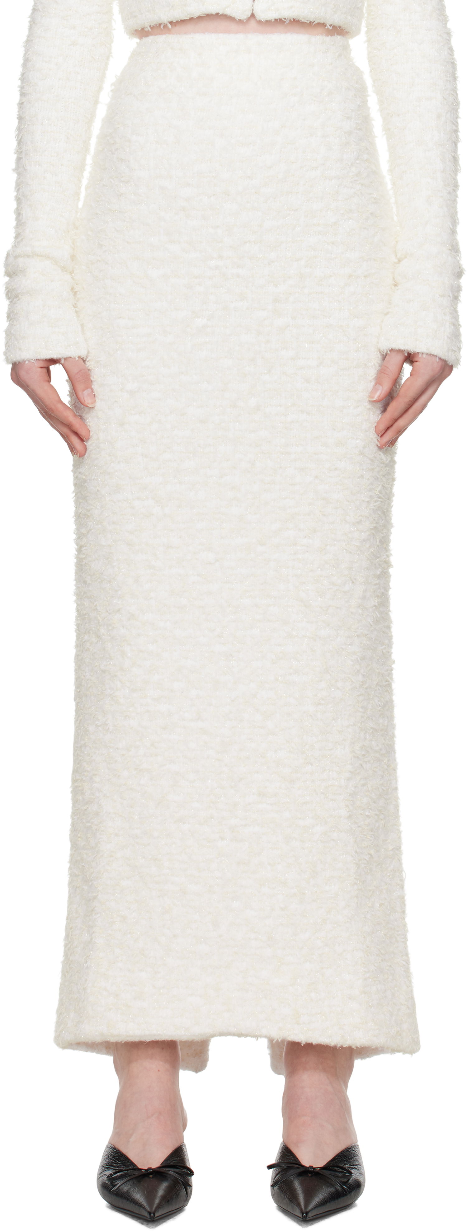 Hame Balenciaga Balenciaga Tweed Maxi Skirt Valkoinen | 796952 T3328, 0