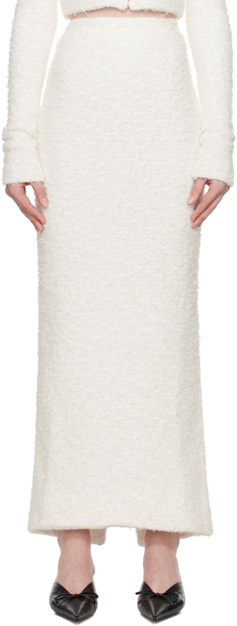 Hame Balenciaga Balenciaga Tweed Maxi Skirt Valkoinen | 796952 T3328