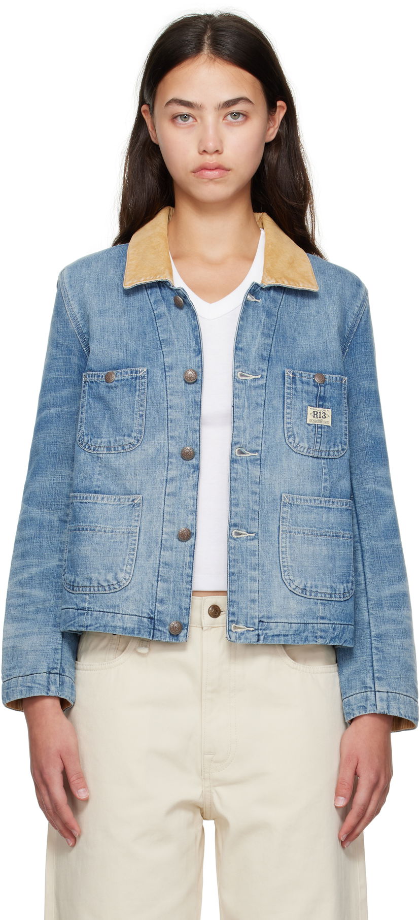 Takki R13 Cropped Denim Chore Jacket Sininen | R13WD183-D346A