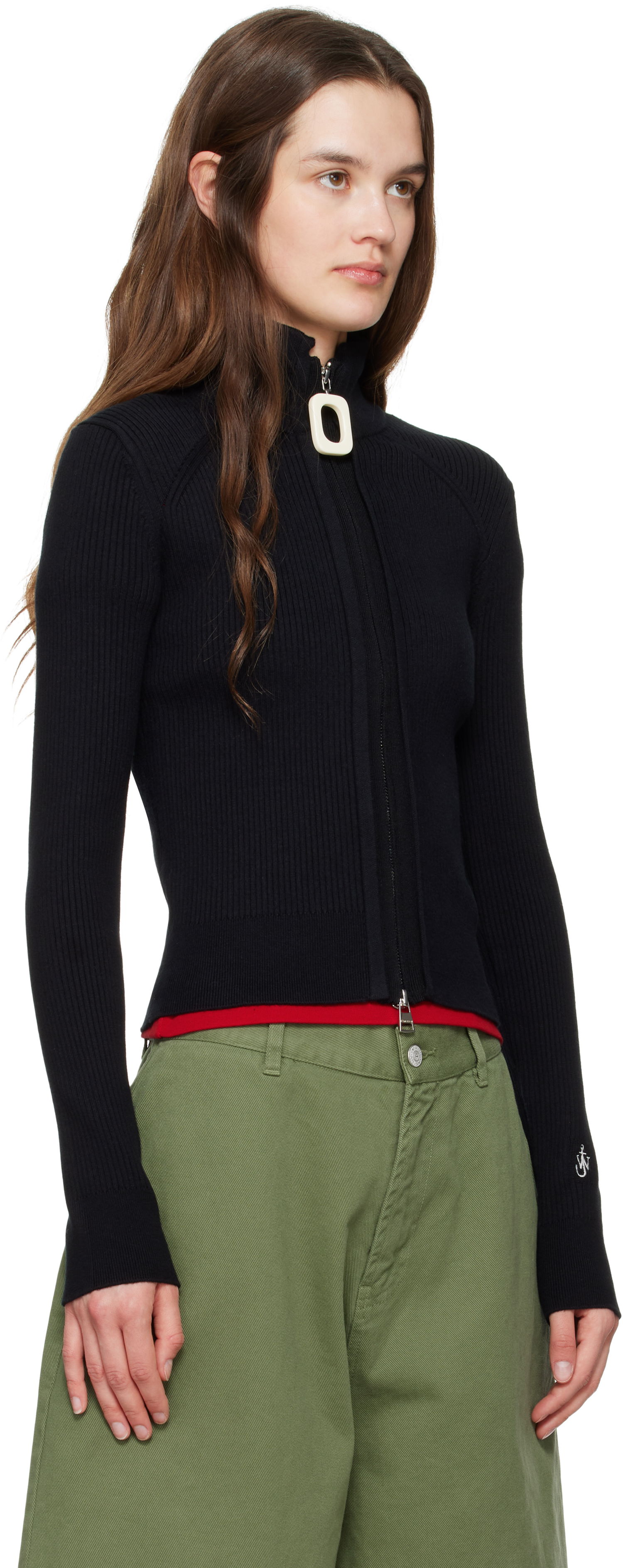 Villapaita JW Anderson JW Anderson Fitted Zip-Up Sweater Musta | KW1353-YN0398, 1