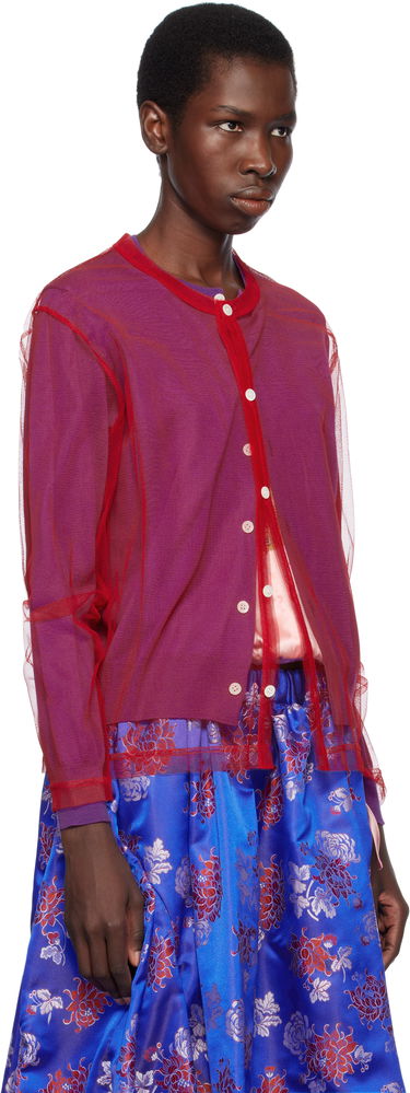 Villapaita Comme des Garçons Comme des Garçons Worsted Wool and Nylon Tulle Cardigan Punainen | GO-B020-051-3, 1