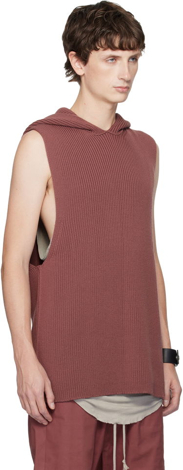 Huppari Rick Owens Rick Owens Ribbed Sleeveless Hoodie with Arm Sleeves Beige | RR02E1680 KWVH, 4