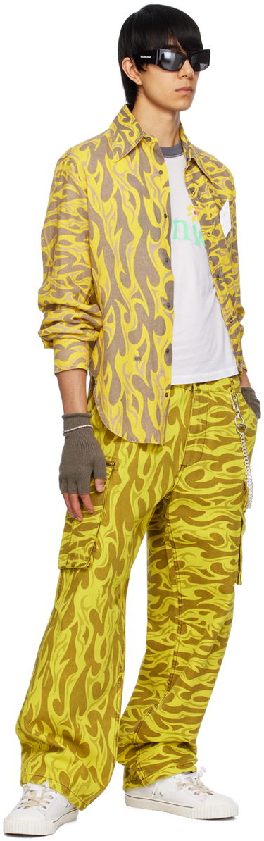 Cargo housut ERL ERL Cargo Pants with Print Keltainen | ERL08P007, 3