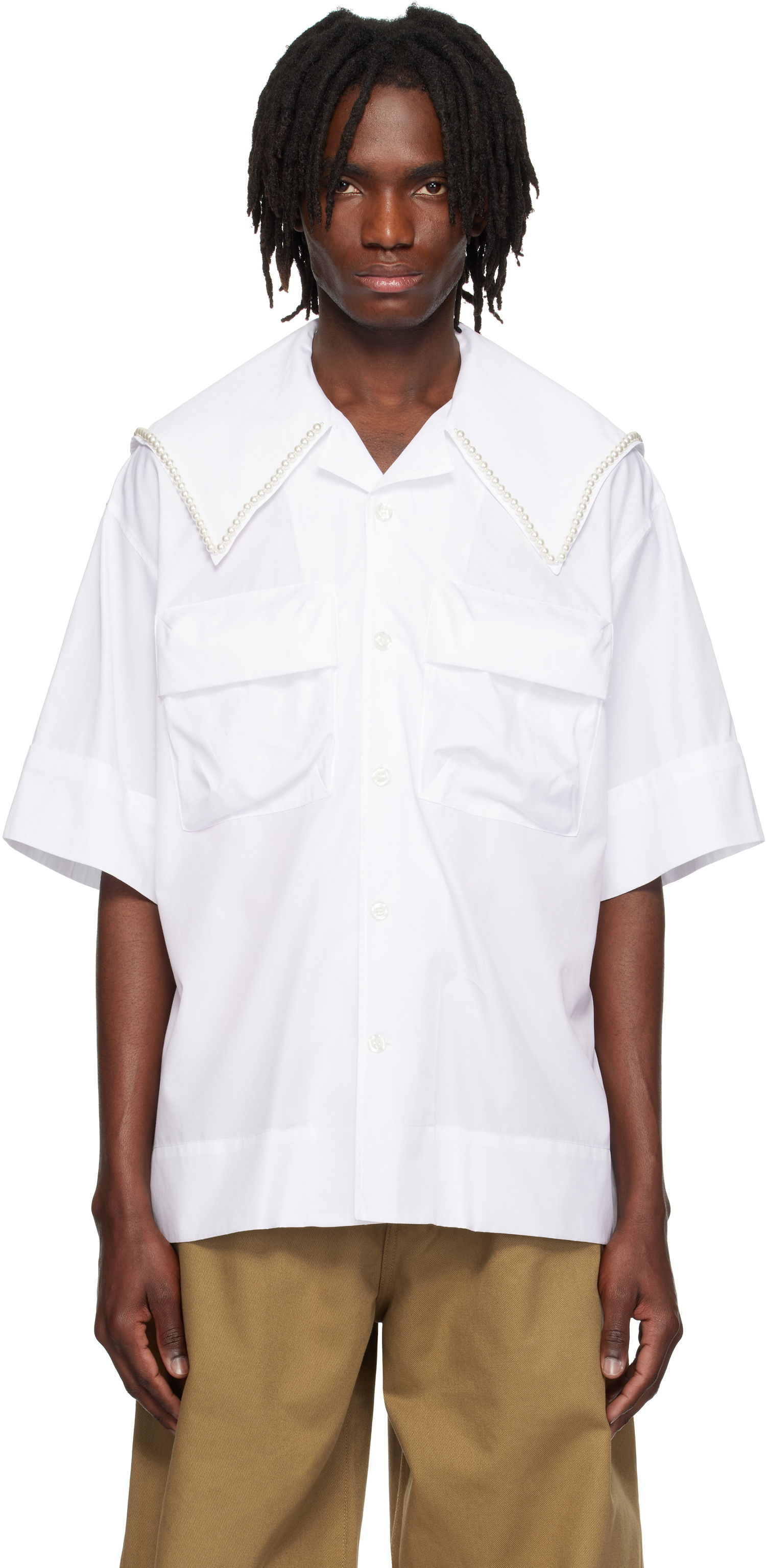 Paita Simone Rocha Simone Rocha Cargo Flap Pocket Sailor Collar Shirt Valkoinen | 5312B 1025, 0