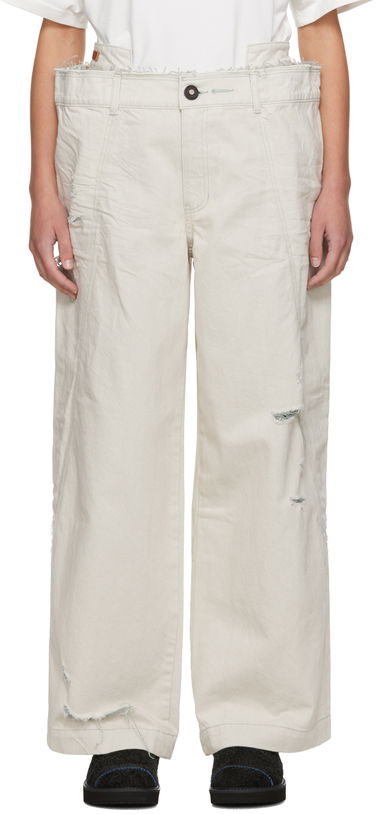 Cargo housut ADER ERROR Distressed Wide Leg Jeans Beige | BMADFWBT0110WH, 0