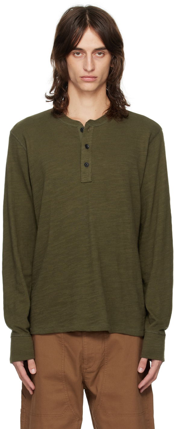 T-paita rag & bone Rag & Bone Classic Flame Henley Vihreä | MBC22FT037TL37