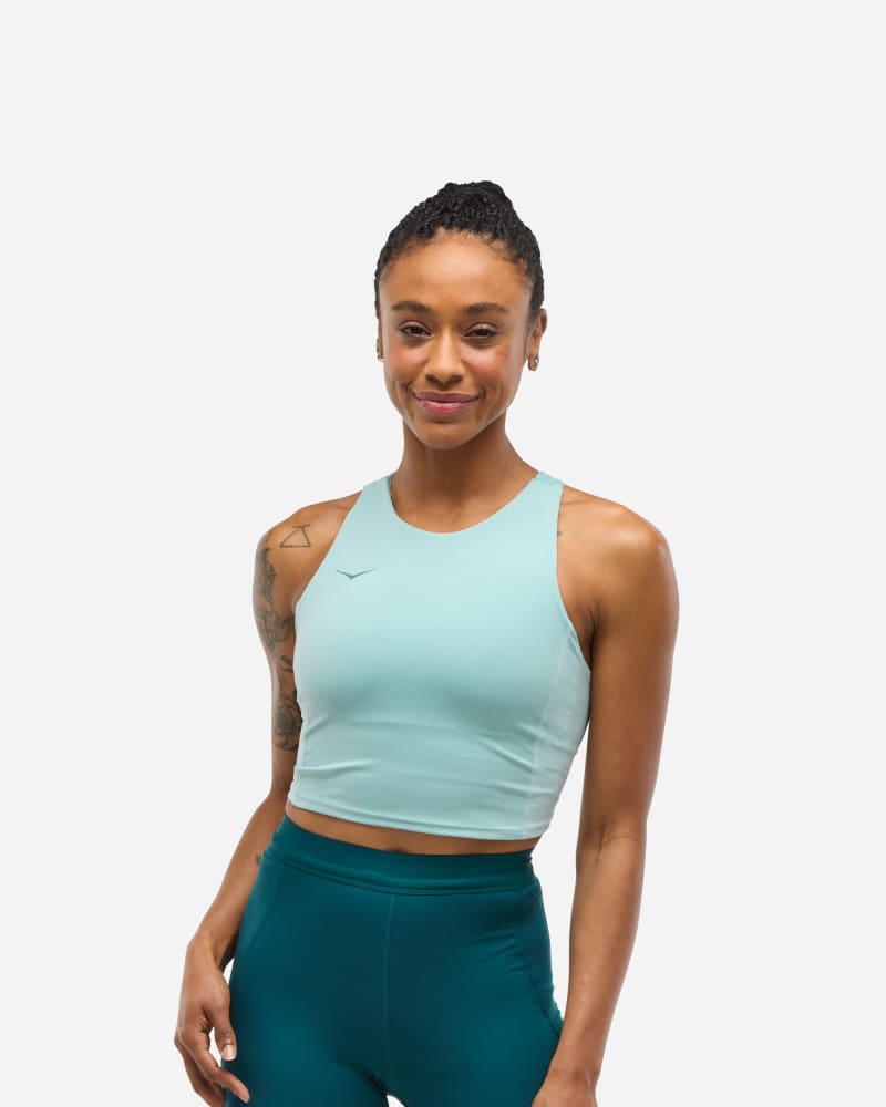 Tankkitoppi Hoka One One Elaro Crop Bra, Size Small Turkoosi | 1141760-DZY