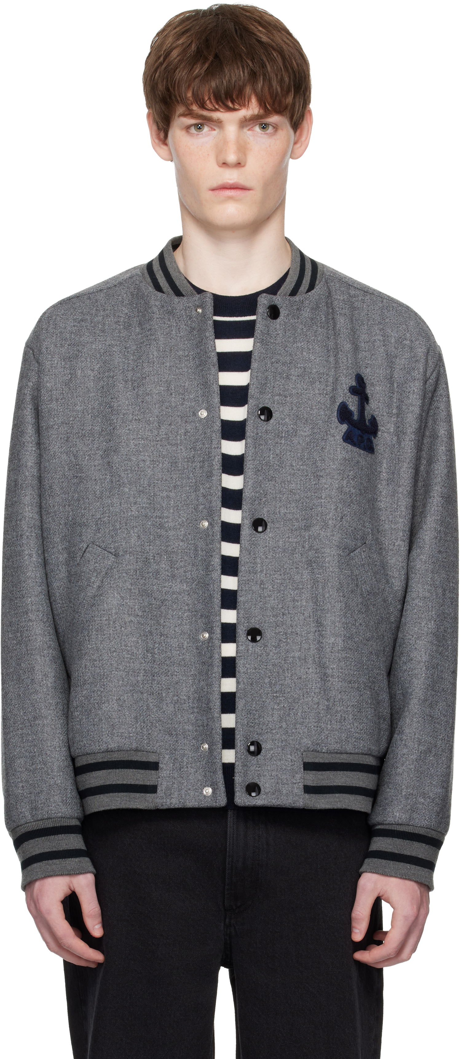Bomber-takki A.P.C. A.P.C. Micka Wool Bomber Jacket Harmaa | WVBEB-M32010, 0
