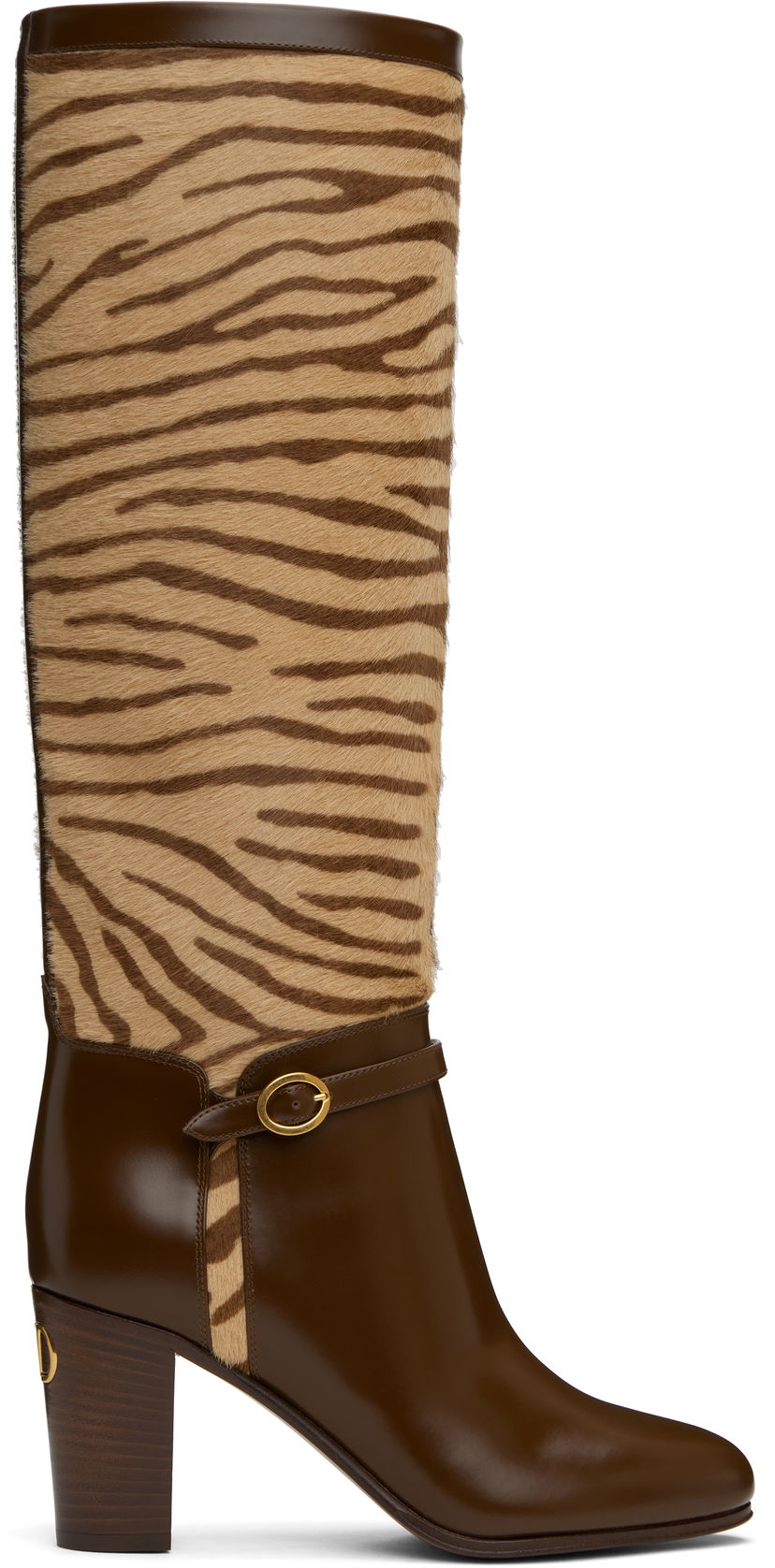 Vaatteet Valentino Valentino Garavani Pattie Zebra-Print Tall Boots Ruskea | 6W2S0LD6SHF