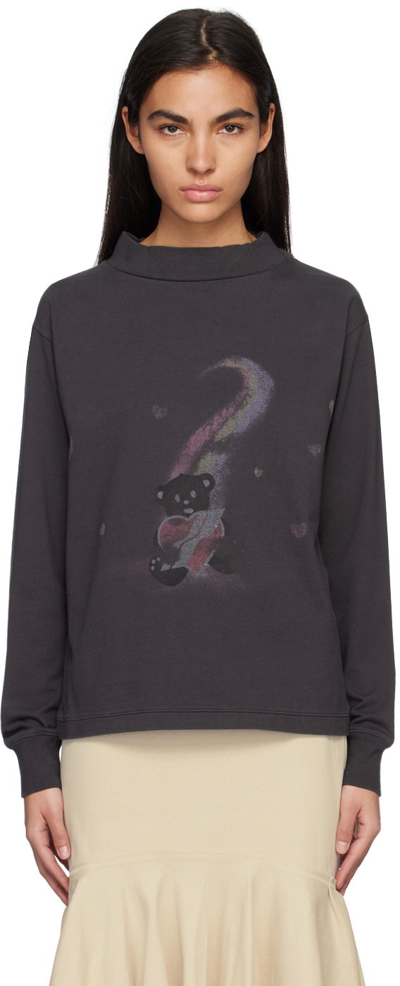 T-paita We11done Long Sleeve Teddy Bear Graphic T-Shirt Harmaa | WD-TT1-23-793-U-CH