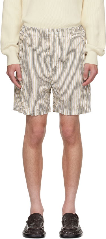 Shortsit Bottega Veneta Bottega Veneta Crushed Tech Cotton Stripe Shorts Beige | 833970V5NM08773, 0
