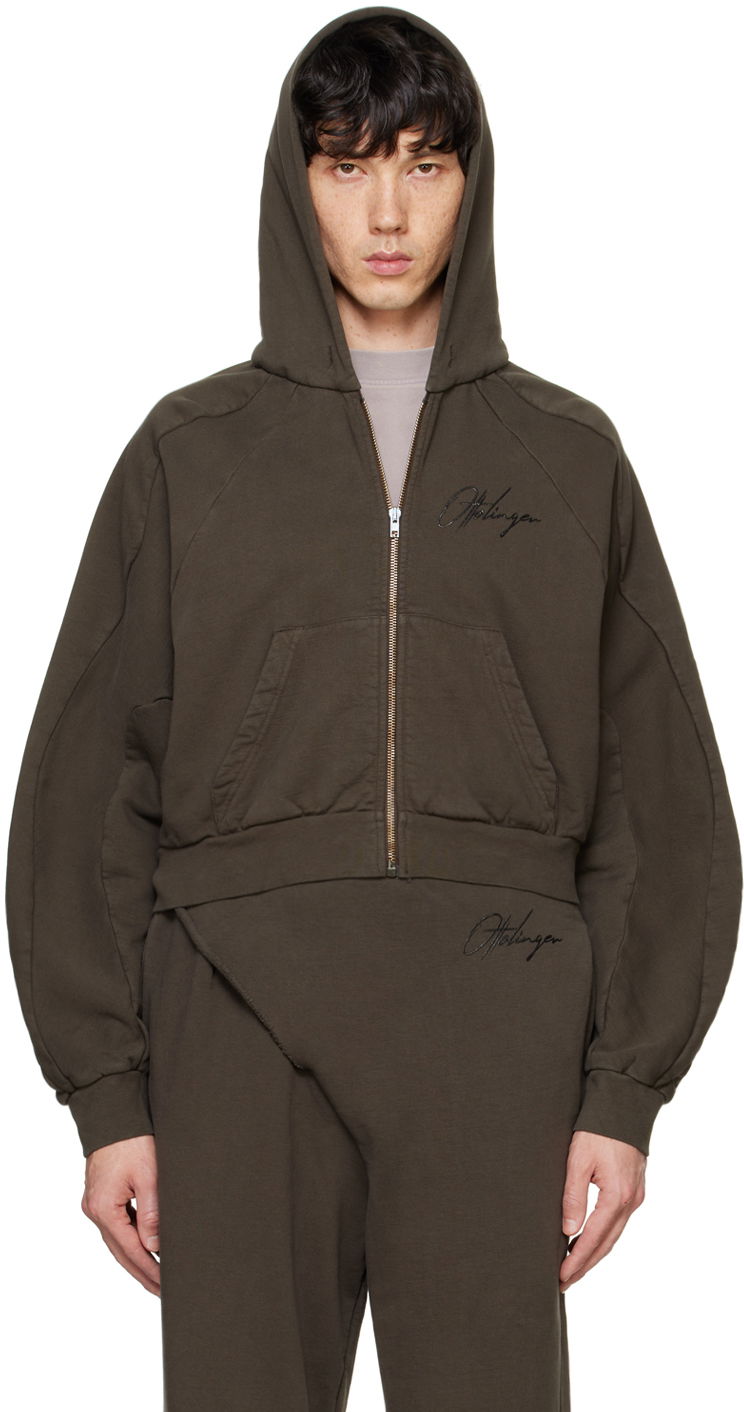 Huppari Ottolinger Ottolinger Multiline Zip Up Cropped Hoodie Vihreä | 1150202521, 0