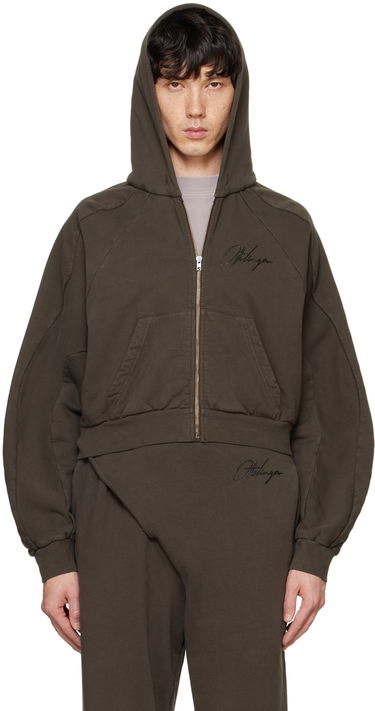 Huppari Ottolinger Ottolinger Multiline Zip Up Cropped Hoodie Vihreä | 1150202521, 0