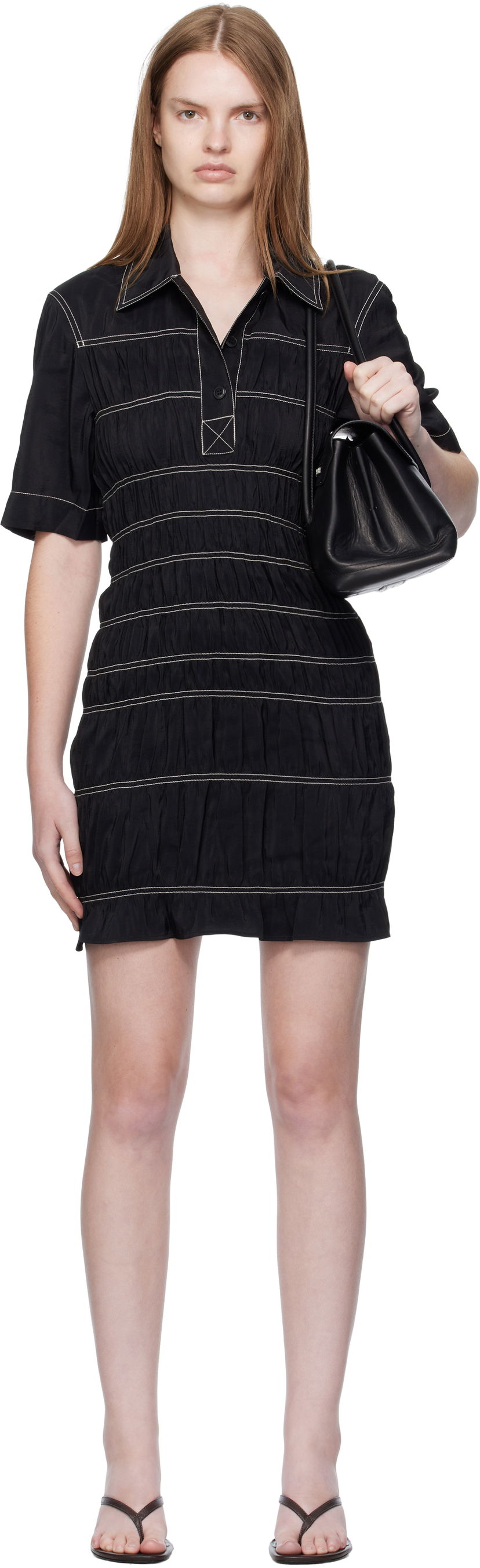 Mekko Nanushka Nanushka Nomia Shirred Minidress Musta | NW25PFDR09999