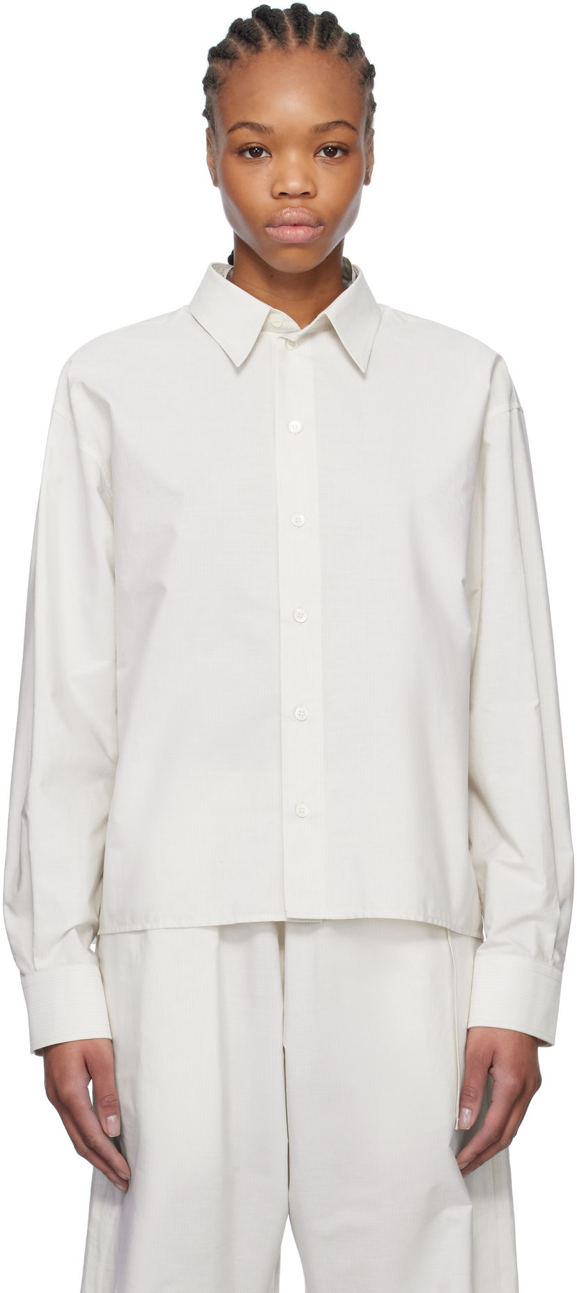 Paita Maison Margiela MM6 Maison Margiela Spliced Striped Cotton Poplin Shirt Valkoinen | S52DT0043 M35250