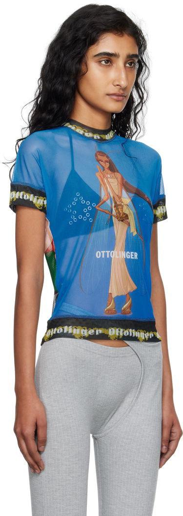 T-paita Ottolinger Ottolinger Oversized Mesh Graphic T-Shirt Sininen | 101-100501-02, 1