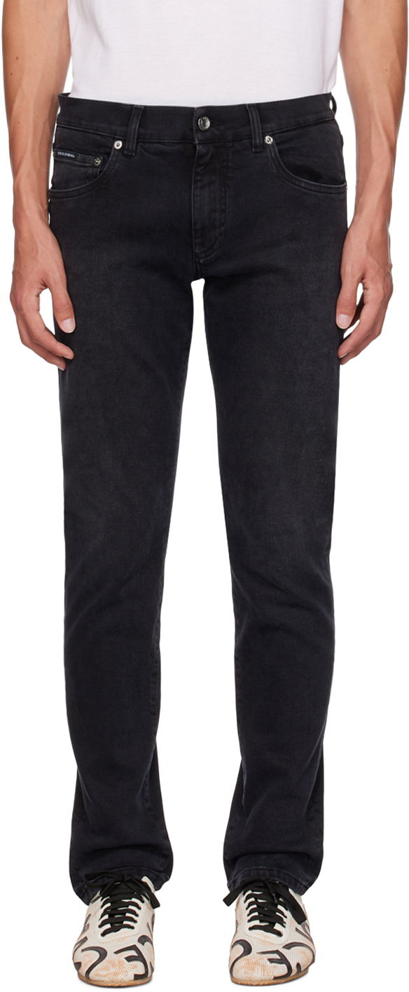 Jeans Dolce & Gabbana Black Slim-Fit Jeans Musta | GY07CDG8HW4