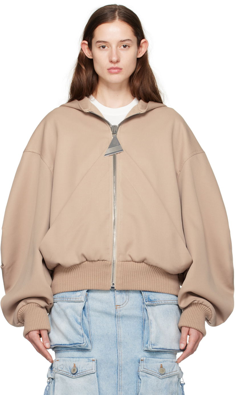 Huppari The Attico Attico Hooded Bomber Jacket Beige | 241WCB41 W046