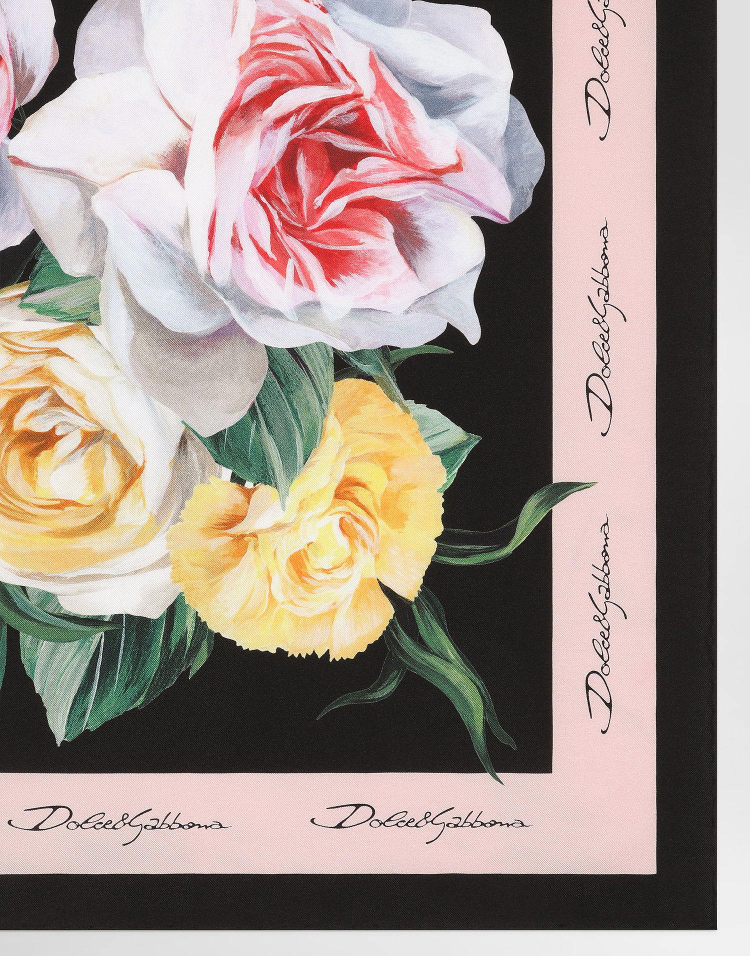Huivi Dolce & Gabbana Dolce & Gabbana Rose and Peony Print Silk Twill Foulard 50x50 Vaaleanpunainen | FN093RGDCUIHH5IY, 1