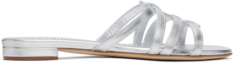 Kengänhoito Manolo Blahnik Manolo Blahnik Riran Strappy Leather Sandals Metallinen | 124-2479
