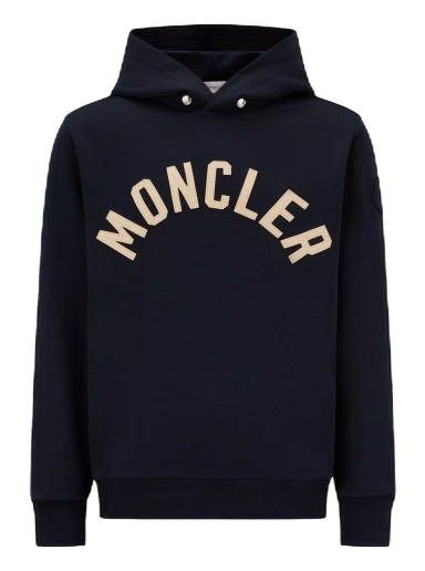 Huppari Moncler Curved Logo Plush Cotton Hoodie Tummansininen | H20918G00050809KR778