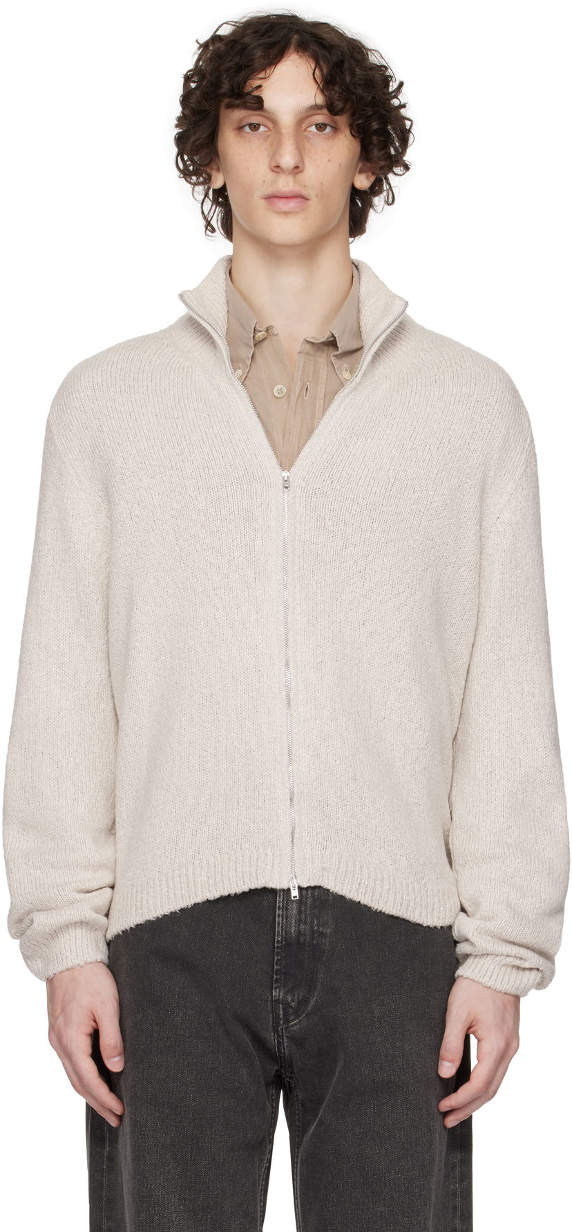 Villapaita OUR LEGACY Our Legacy Float Funnel Zip Cardigan Beige | M2253FO
