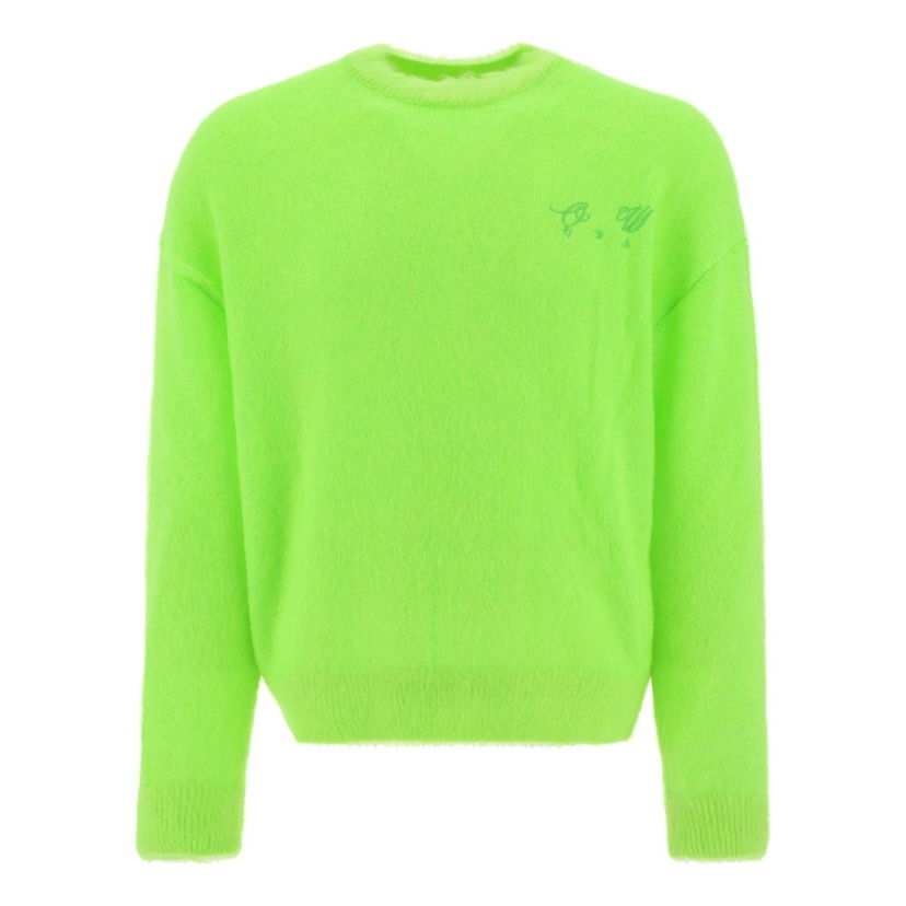 Villapaita Off-White Off-White Embroidered Logo Jumper Vihreä | OMHE137F22KNI0017070