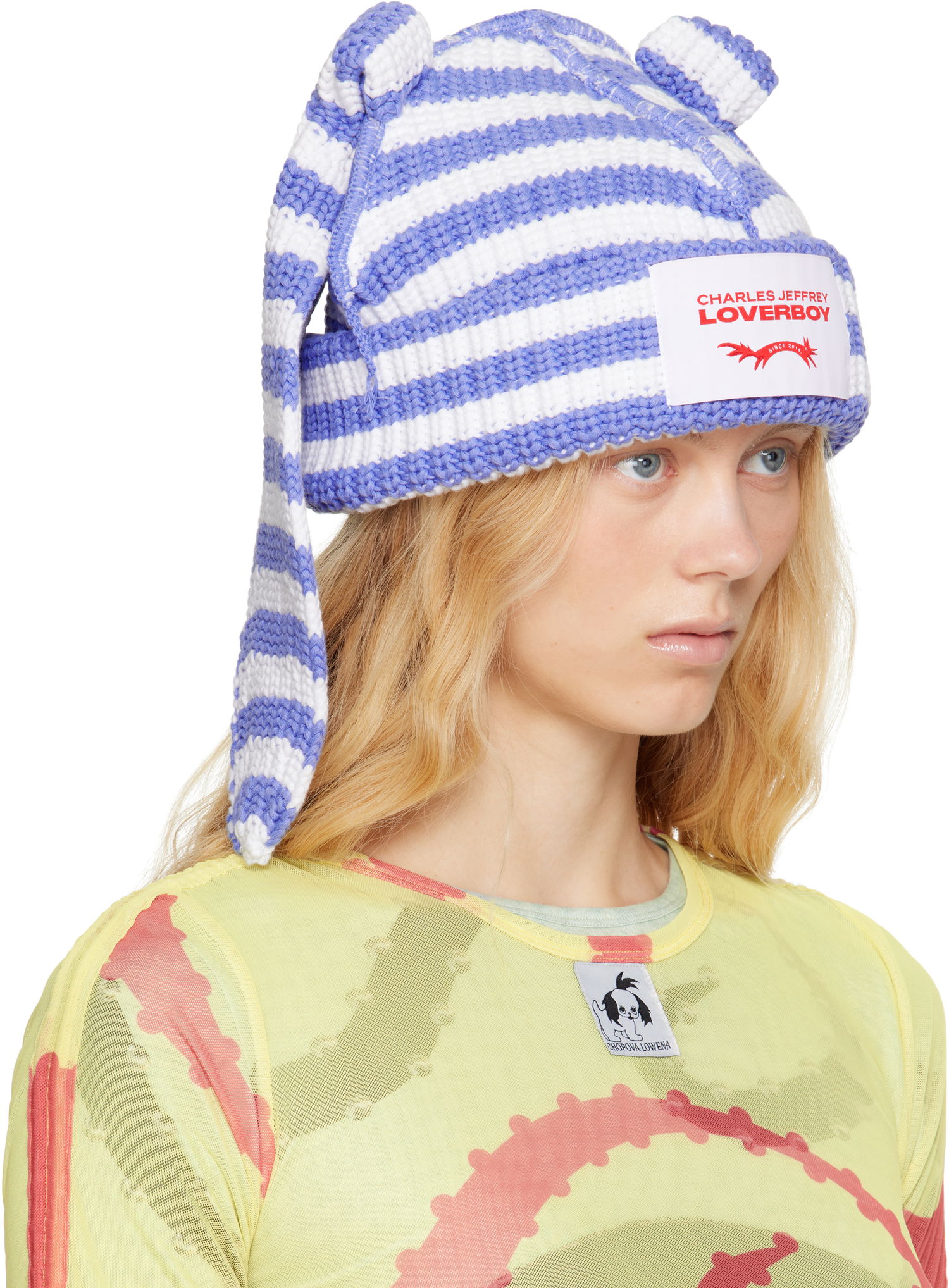 Pipo Charles Jeffrey Loverboy Charles Jeffrey Loverboy Chunky Knit Rabbit Beanie Sininen | 54131501, 1