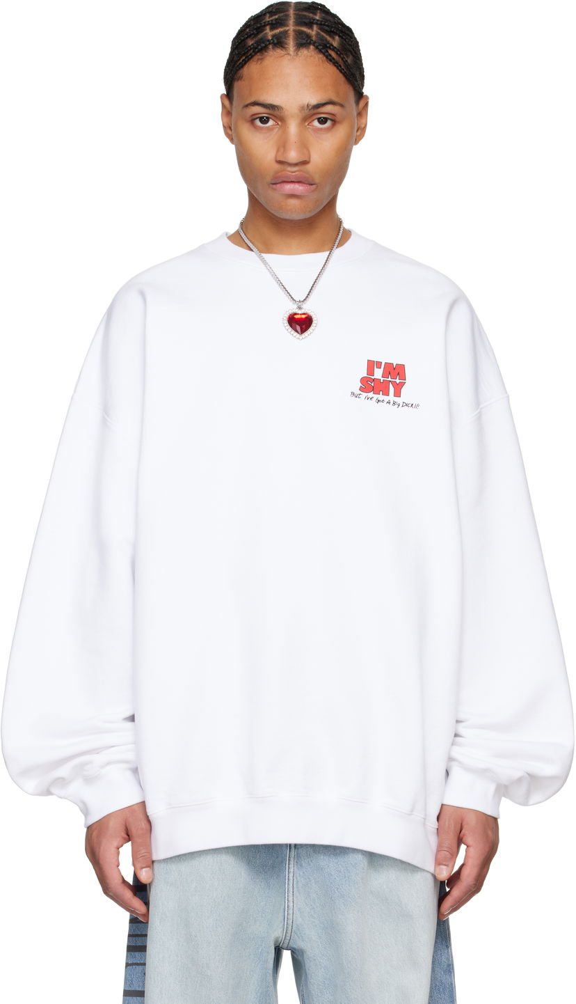 Huppari VETEMENTS 'I'm Shy' Oversized Sweatshirt Valkoinen | UA66CW620W