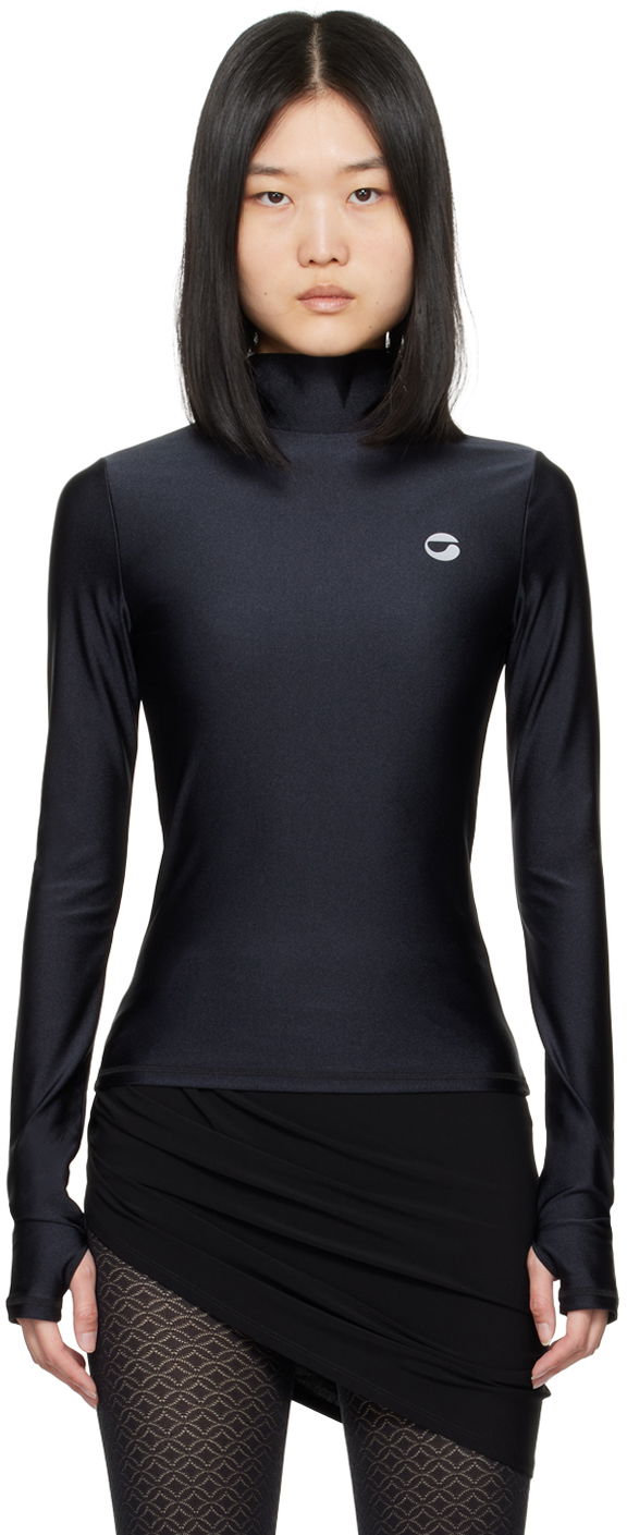 T-paita Coperni Tight High Neck Long Sleeve T-Shirt Musta | COPJS20545