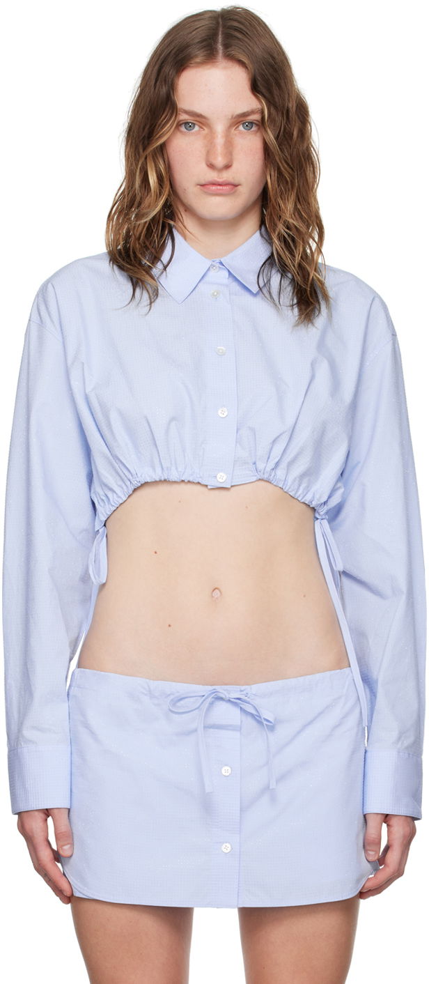 Paita Alexander Wang Blue Cropped Drawstring Shirt Sininen | 1WC3241933