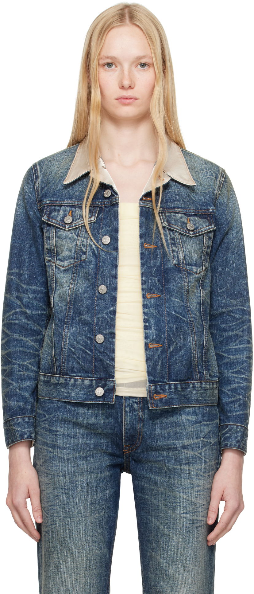 Takki Maison Margiela MM6 Maison Margiela Sports Denim Jacket Sininen | S62AN0141 M30016