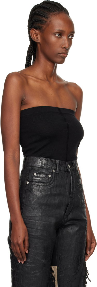 Tankkitoppi Rick Owens Rick Owens Concordians Runway Ribbed Tube Top Musta | RO02E4674 WS, 1