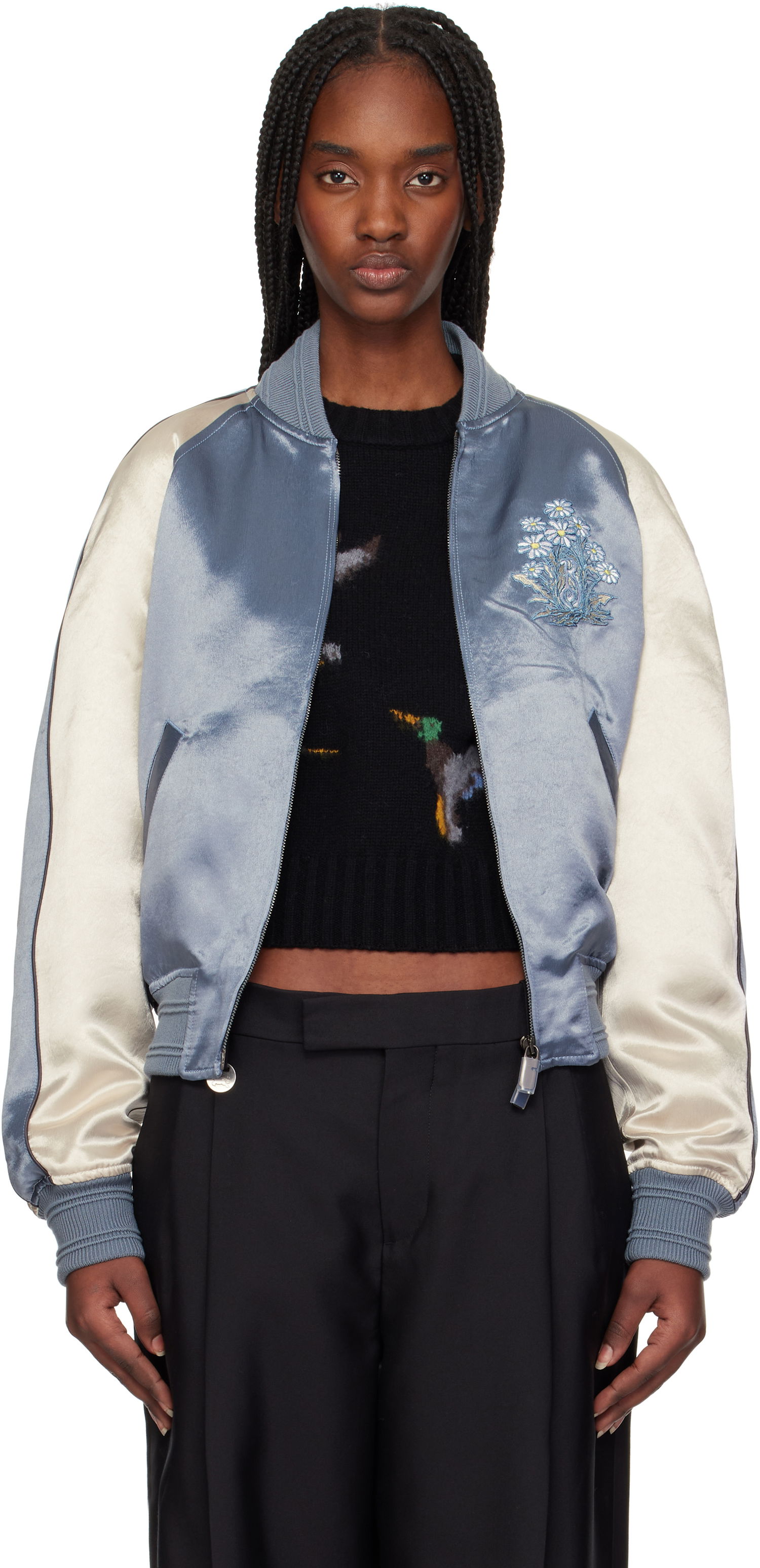 Bomber-takki Burberry Burberry EKD Satin Bomber Jacket Sininen | 8101089, 0