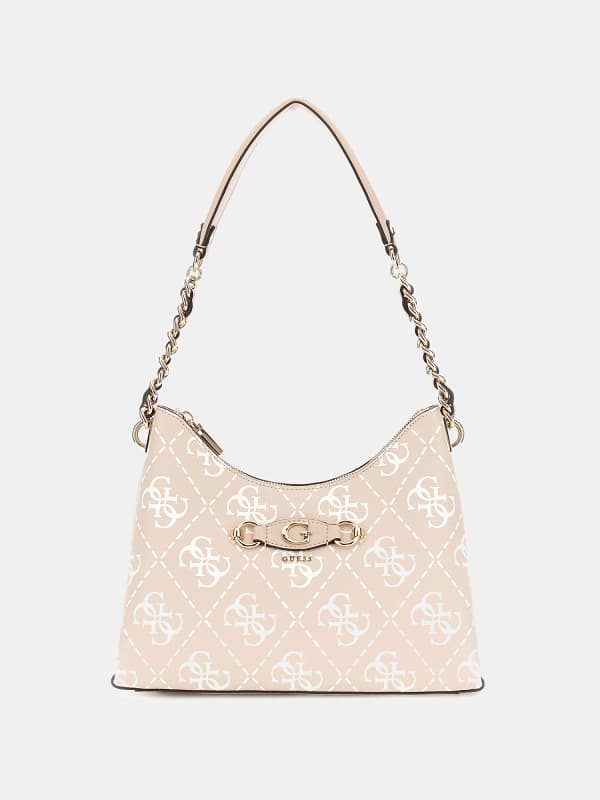 Olkalaukku GUESS Izzy 4G Logo Shoulder Bag Beige | HWOQ8654010