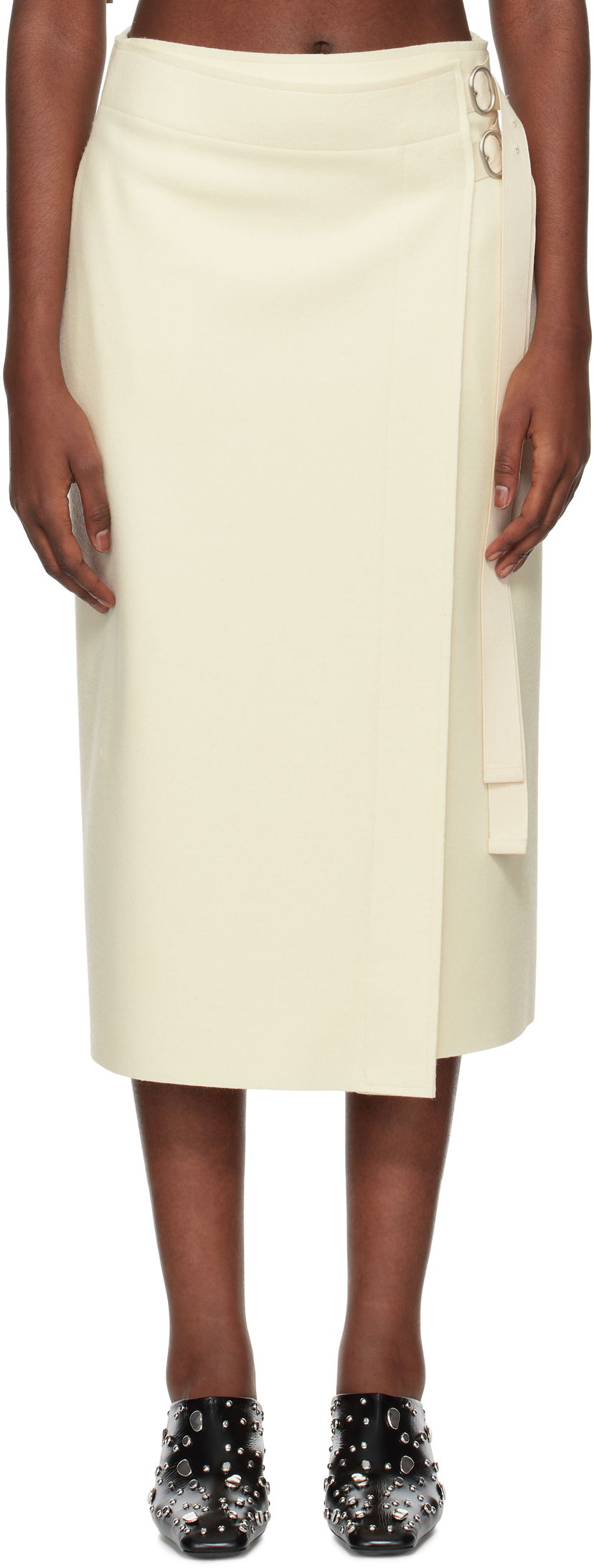 Hame Jil Sander Double Face Compact Midi Skirt Valkoinen | J40MA0157_J20212