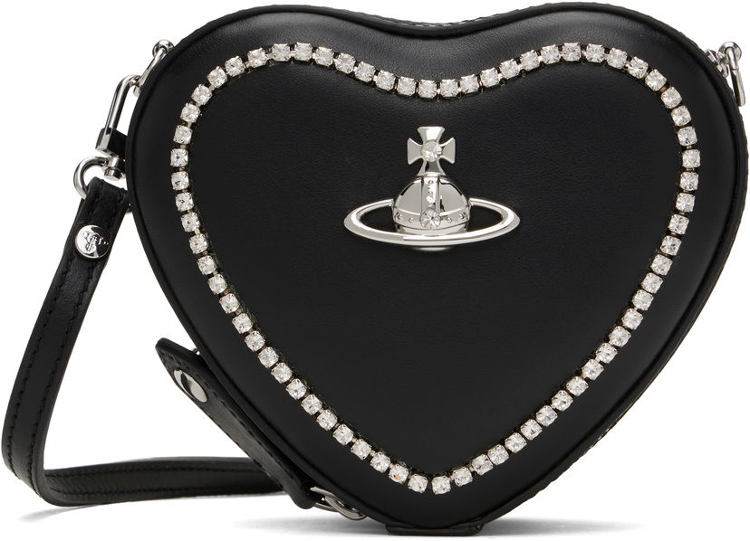 Käsilaukku Vivienne Westwood Vivienne Westwood Mini Heart Crossbody Bag with Crystal Trim Musta | 58020001W-L008K-