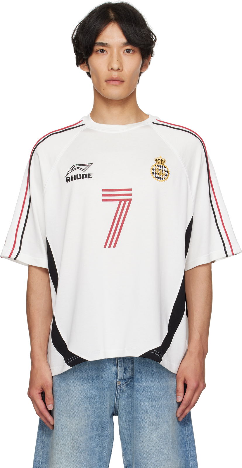 T-paita Rhude Rhude Lundun Soccer Jersey T-Shirt Valkoinen | RHPF25TT02729