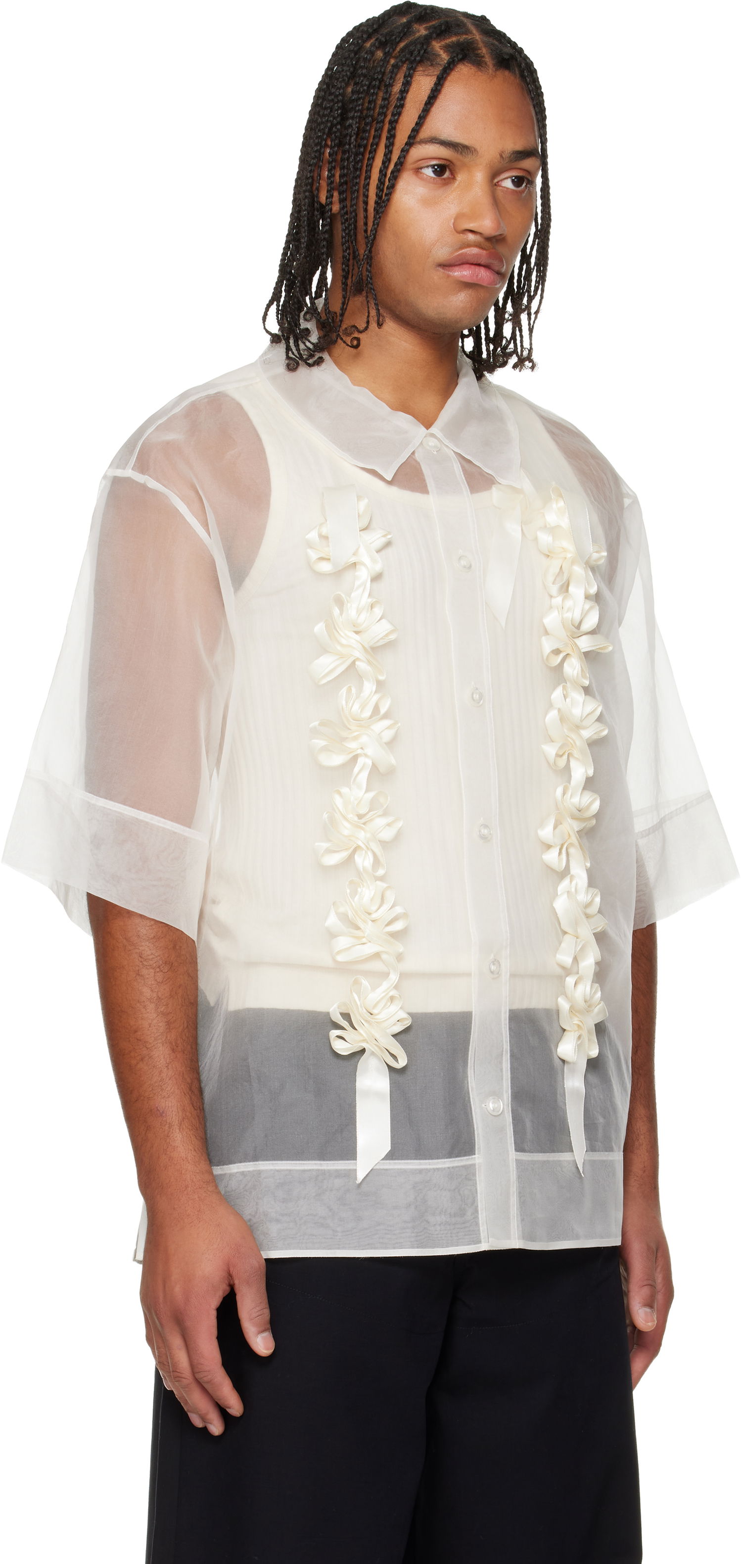 Paita Simone Rocha Ribbon Daisy Chain Boxy Shirt Valkoinen | 5388 0360, 1