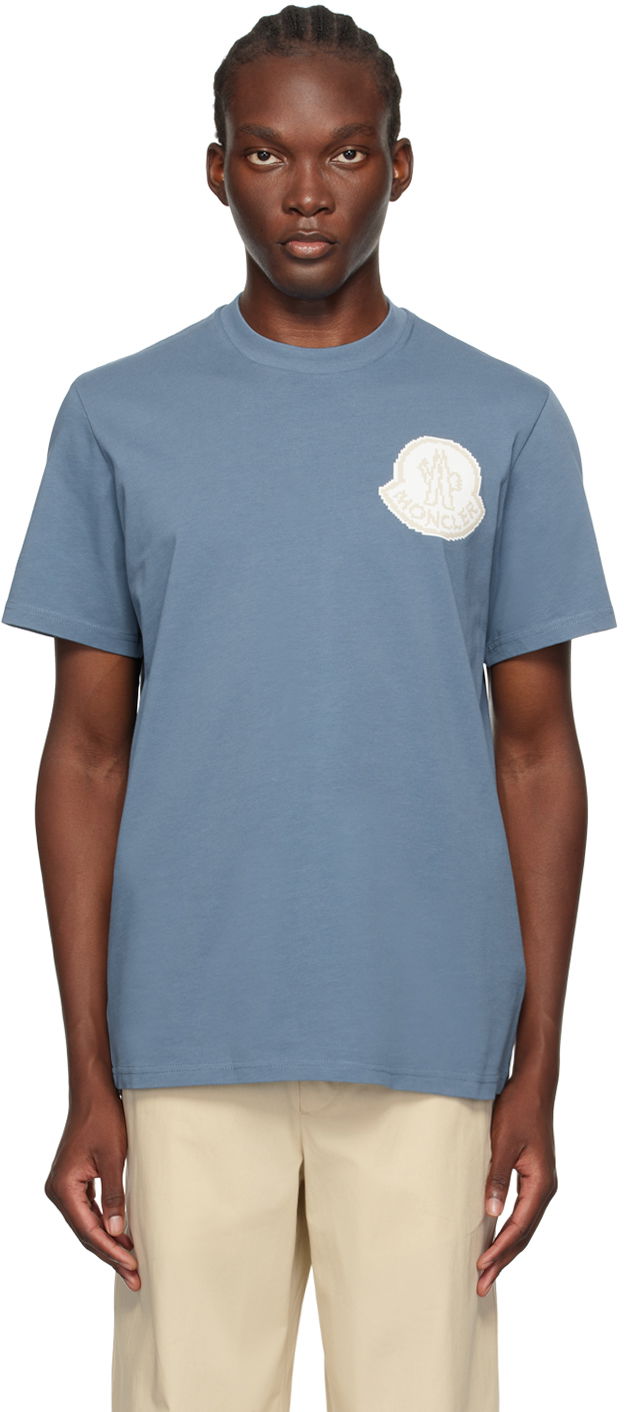 T-paita Moncler Blue Logo T-Shirt Sininen | J20918C0000483927