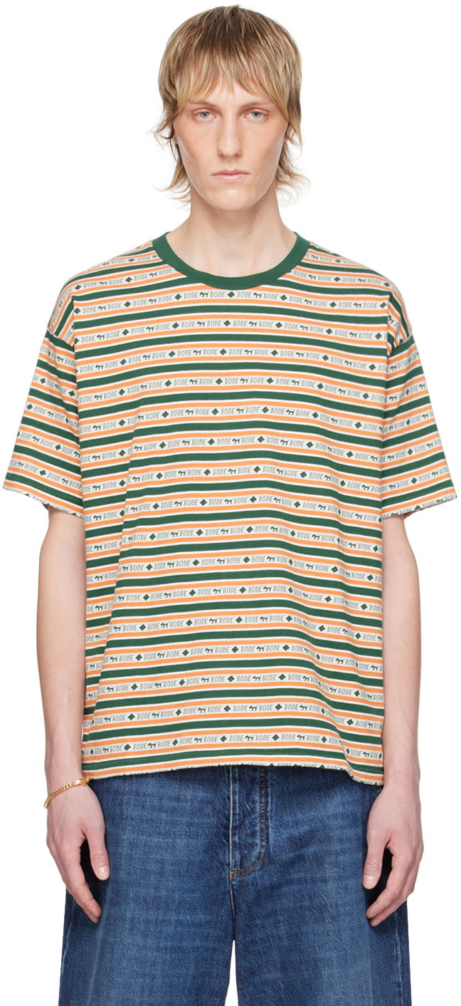 T-paita Bode Striped Jacquard T-Shirt Vihreä | MRS24CS014