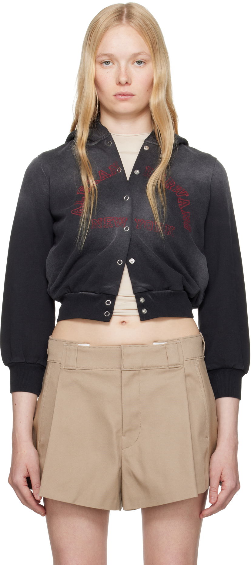 Villapaita Alexander Wang Alexander Wang.t Shrunken Cotton Terry Cardigan Musta | 4CC2251554