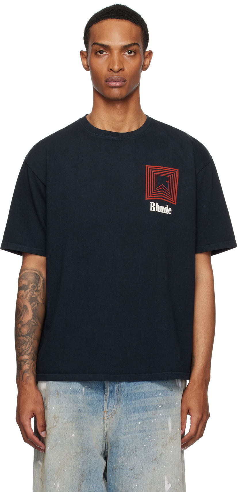 T-paita Rhude Rhude Chevron Logo Graphic Tee Musta | RHPF25TT21012