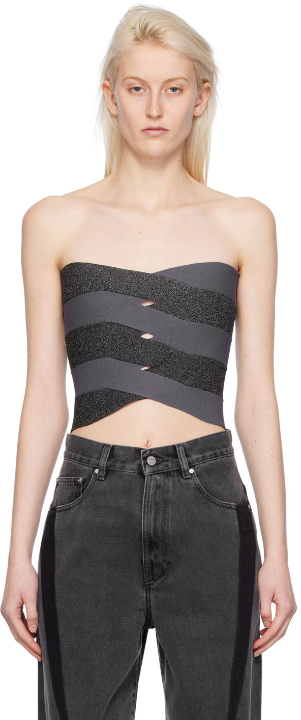 Tankkitoppi Dion Lee Reflective Interlocking Weave Bustier Top Harmaa | A7798PS24
