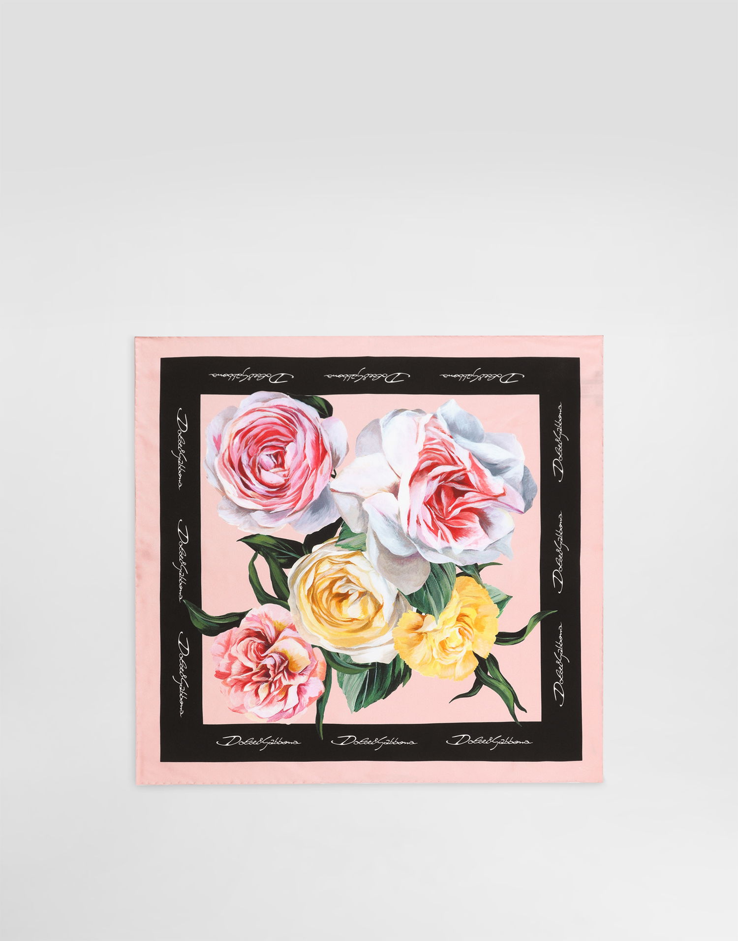 Huivi Dolce & Gabbana Dolce & Gabbana Rose and Peony Print Silk Twill Square Scarf Vaaleanpunainen | FN093RGDCUIHF5IY, 0