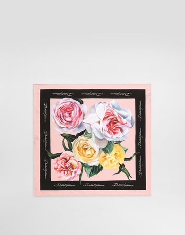 Huivi Dolce & Gabbana Dolce & Gabbana Rose and Peony Print Silk Twill Square Scarf Vaaleanpunainen | FN093RGDCUIHF5IY, 0